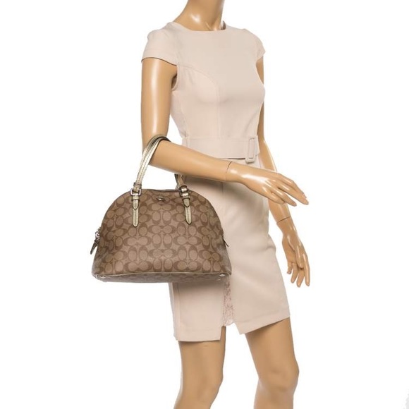 Coach Peyton Core Satchel Signature "C" Coated Canvas & Leather Handbag - Picture 2 of 8